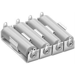 Battery holder aluminium base - plate and RVS holder for 4 X AA cell