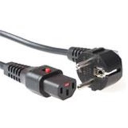 230V Powercords -  Schuko angled male  IEC C13 female lockable 2.00m black