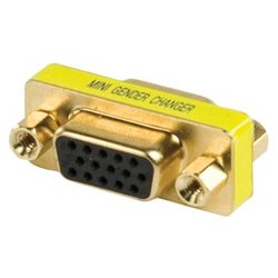 Mini adapter HD15 female/female - - gold plated gender changer,