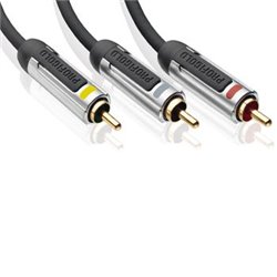 Composiet-AV-kabel 3x RCA male - Technologie met 99,96% zuurstofvrij koper voor ongecomprimeerde videobeelden van superieure