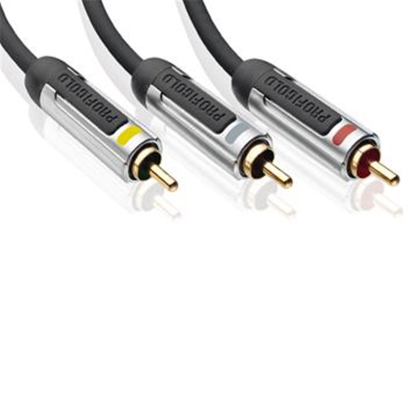 Composiet-AV-kabel 3x RCA male - Technologie met 99,96% zuurstofvrij koper voor ongecomprimeerde videobeelden van superieure