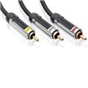 Composiet-AV-kabel 3x RCA male - Technologie met 99,96% zuurstofvrij koper voor ongecomprimeerde videobeelden van superieure