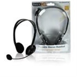 Stereo headset zwart - Deze stereo headset levert een goede geluidskwaliteit. De hoofdband is verstelbaar waardoor de headset op