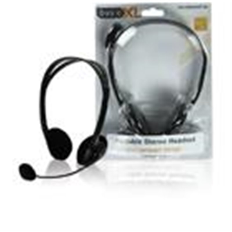 Stereo headset zwart - Deze stereo headset levert een goede geluidskwaliteit. De hoofdband is verstelbaar waardoor de headset op