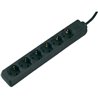 220V 6 x Schuko socket strip - black 3m cable no switch