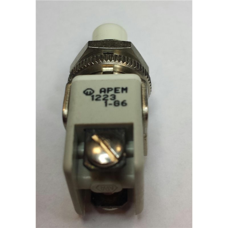 Apem button 1223C2Off-On white - 2A 250V 12mmØ