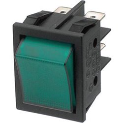 Rocker switch 2p 16A 250VAC on-off  neon lamp green - 10 - 5.99 / 100 - 4.66