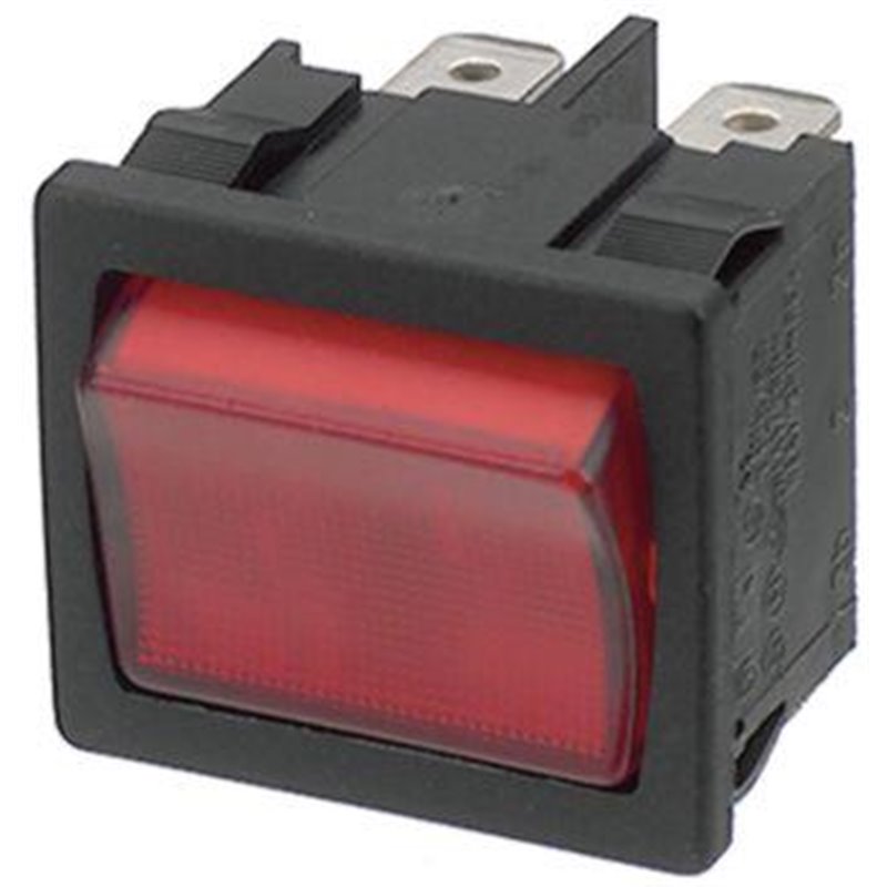 Rocker switch 2p 10A 250VAC on-off neon lamp red - 10 - 4.99 / 100 - 3.99