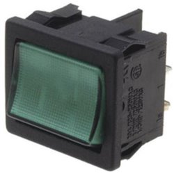 Rocker switch 2p 10A 250VAC on-off neon lamp green 10 - 4.99 / 100 - 3.99