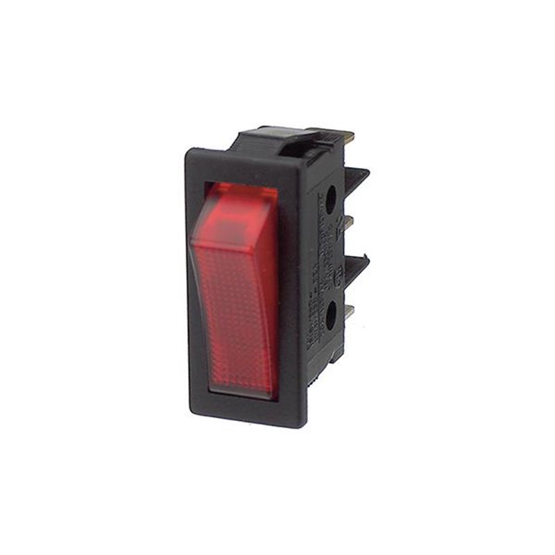 Rocker switch 1p 16A 250VAC on-off  neon lamp red - 10 - 3.99 / 100 - 2.59