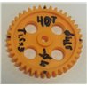 Gearwheel 3mm pitch 40T - Gearwheel Plastic. outside Ø 41,5mm. 40 tooth 2,2mm, 3mm pitch, face width 6mm. shaft 4mm Ø.