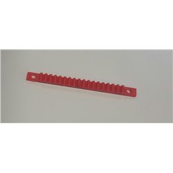 Gear bar,toothedrack 3mm pitch - Plastic. outside 75mm long. 18 tooth 2.2mm, 3mm pitch, face width 5.3mm. 63mm pitch mounting