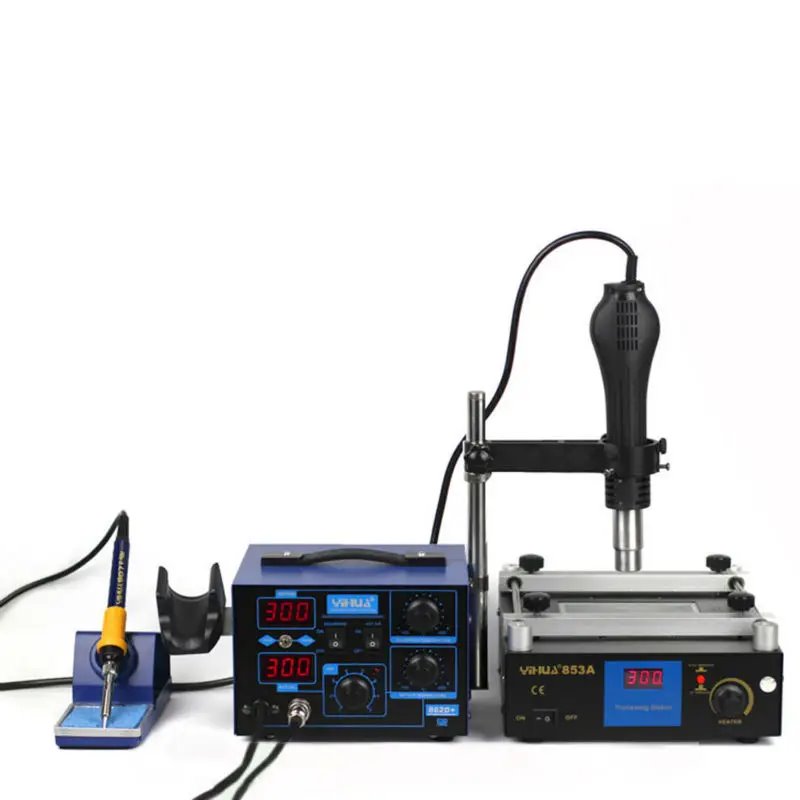 3 Funtions in 1 bga rework Station 650W SMD Hot Air Gun + 75W Soldering Iron + 600W Preheating Station