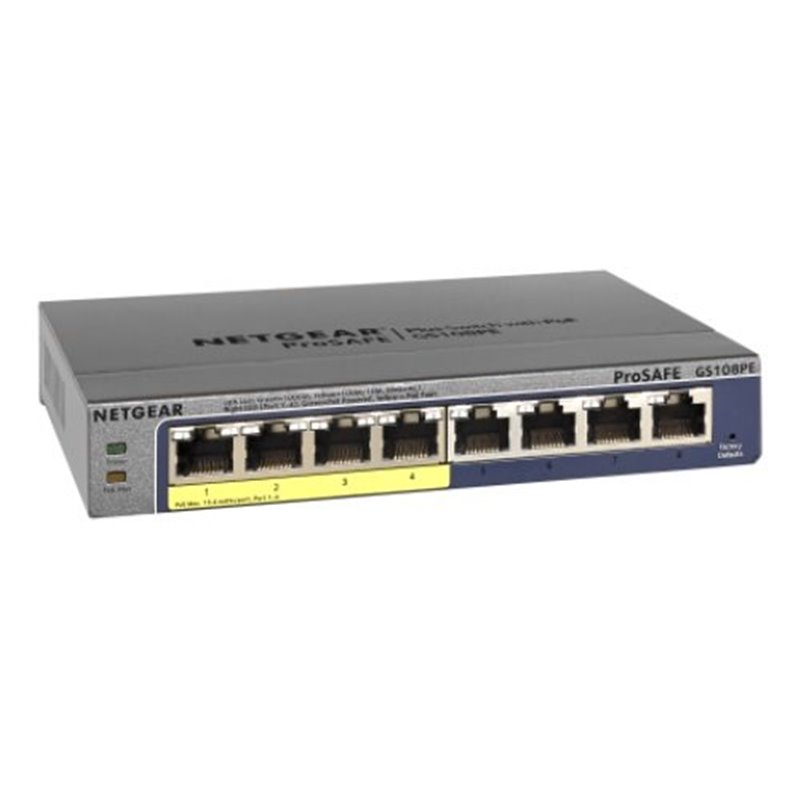 Netgear GS108PE 8-port Gibabit Ethernet Smart Managed Plus Switch 4-Port PoE