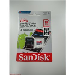 SanDisk 16GB Ultra Micro SDHC 98MB/s, C10,U1, Full HD, AQ1 with adapter