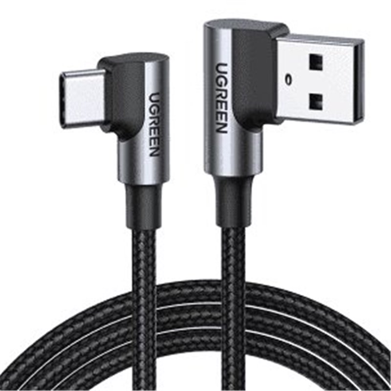 USB A to type C 2 x angled data cable 2m