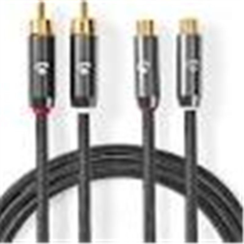 Stereo- Audio Cable / 2xRCA male/2x RCA female/gold plated 2m