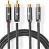 Stereo- Audio Cable / 2xRCA male/2x RCA female/gold plated 2m