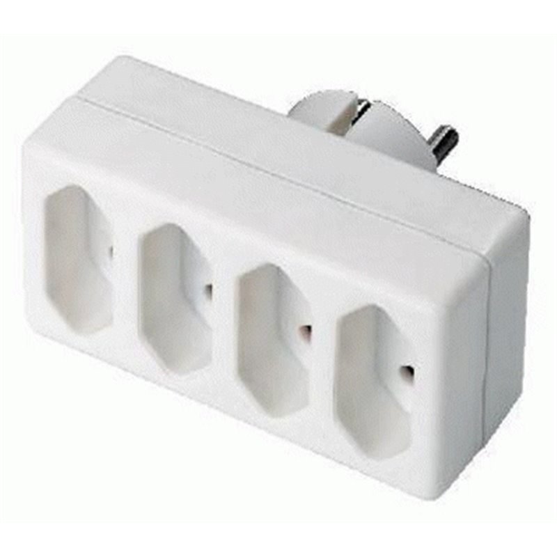 COUPLING SOCKET 4-WAY WHITE EURO (SOCKET SPLITTER) (10)